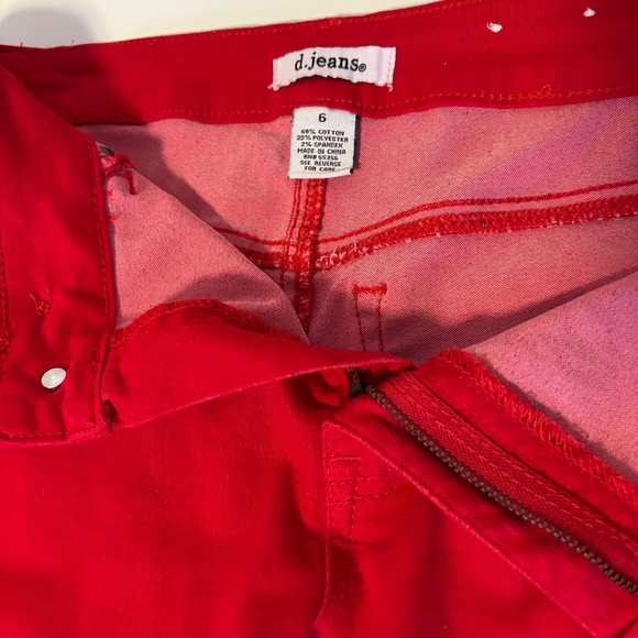 D. Jeans Mid Rise Skinny Jeans Pants Bottoms Firetruck Bright Red Womens Size 6 - Picture 4 of 4